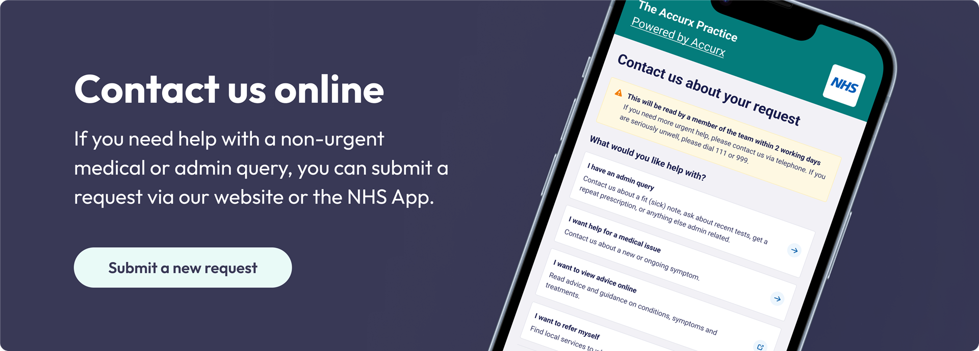Contact us online - mobile phone showing a contact us form